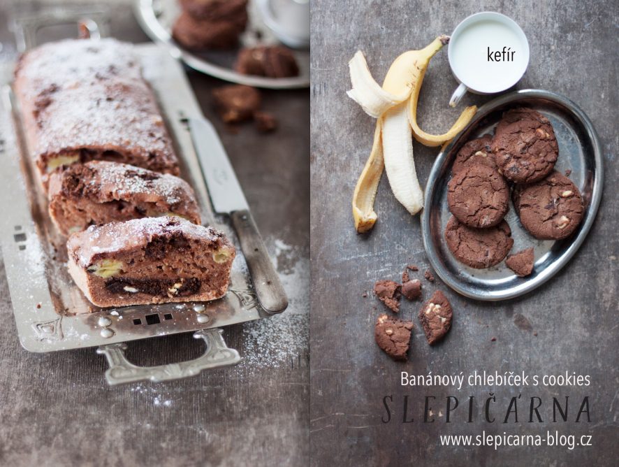 Snídaňový chlebíček s banánem, kefírem a čokoládovými cookies